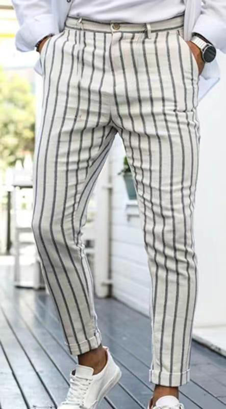 Men's Summer Thin 3D Printed Slim Fit Suit Pants