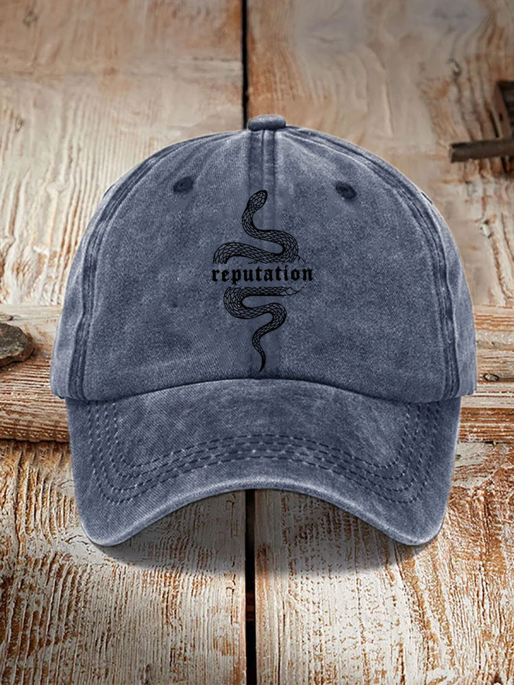 Washed Cotton Printed Hat Distressed Style Mens Vintage