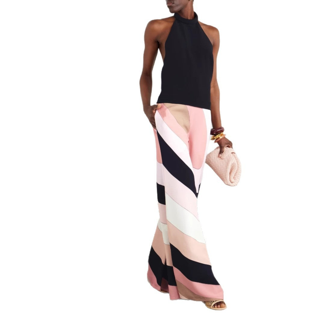 European And American Summer Sexy Slim Fit Backless Printed One-piece Trousers
