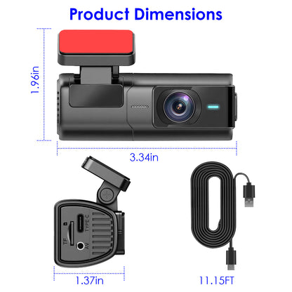 1Pc 2K HD Front Dash Cam For Car With IPS Screen Night Vision Loop Recording Included 32G Storage Card 140 Degree Wide Angle WiFi App Control Front Dashcam