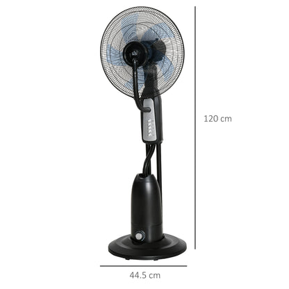 18 Pedestal Fan With Water Mist Spray, Standing Fan, Humidifying Misting Fan With 3 Speeds, 2.8L Water Tank, Black