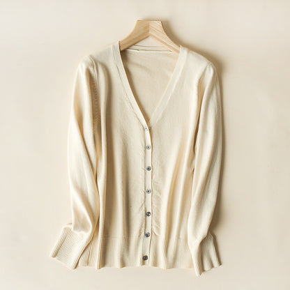 Cardigan women's v-neck cardigan wool sweater