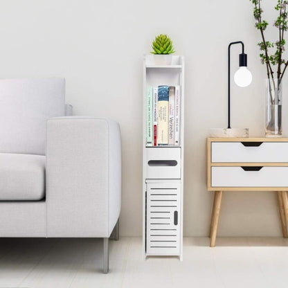 4 Tiers Modern Bathroom Furniture Cabinet Wood Slim Shelf Cupboard Storage Unit.