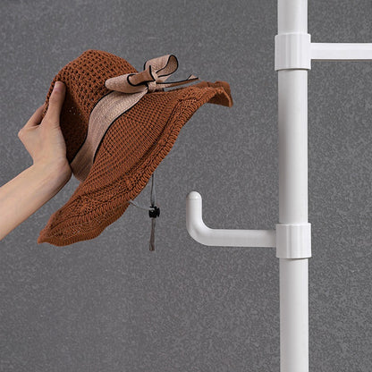 Extra Long Clothes Hanger With The Top Relying On The Ceiling And Nuclear Floor, Coat Rack Freestanding With 6 Hooks