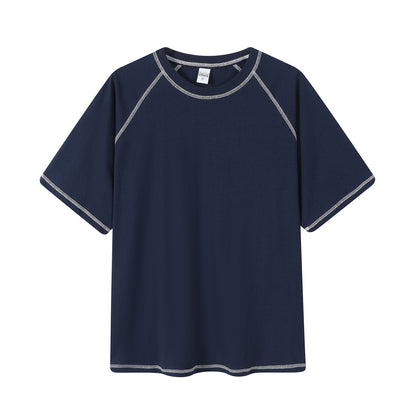 Raglan Topstitching Design Round Neck Short Sleeve T-shirt For Men