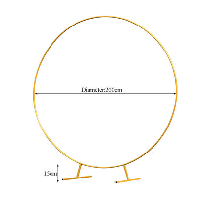 2M Round Hoop Balloon Arch Backdrop Flower Gold Display Stand Frame Wedding New