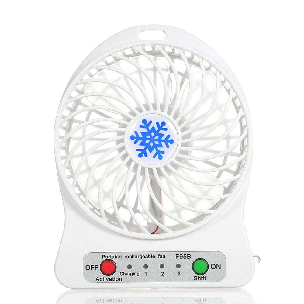 Portable Rechargeable LED Light Mini USB Charging Table Fan Speed Regulation Mode Lighting Function LED Refrigeration Air Cooler 3