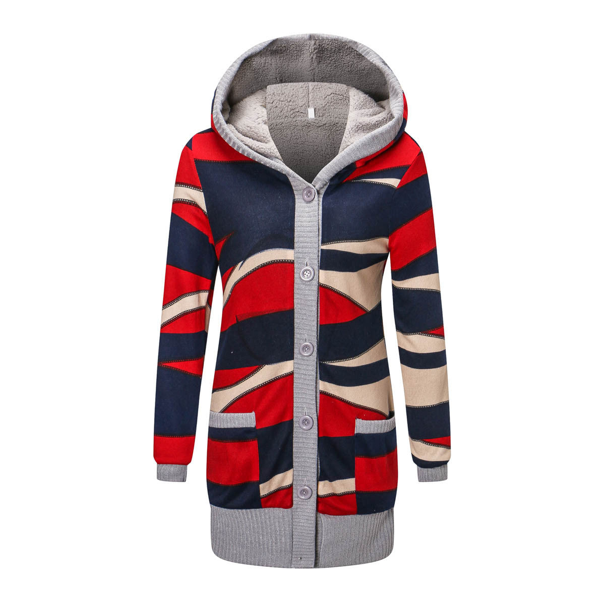 Hooded knitted cardigan