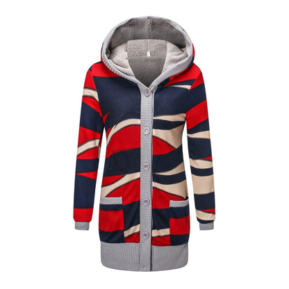 Hooded knitted cardigan