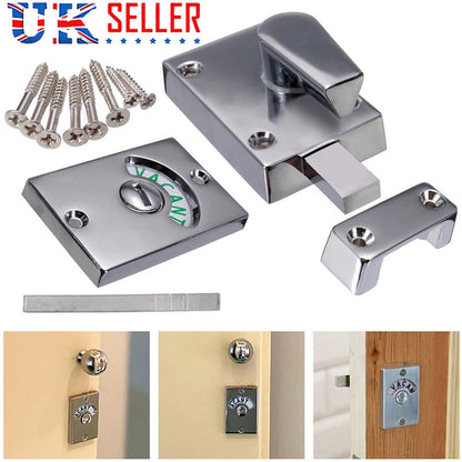 Satin Indicator Bolt Vacant Engaged Bathroom Privacy WC Toilet Lock Satin-Nickel