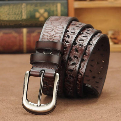 New Belt Hollow Pattern Belt Ladies Trend Waistband Genuine Woman Belt Vintage Pin Buckle Strap Jeans