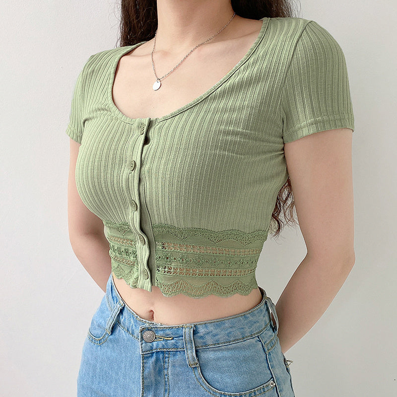 Lace hem cardigan top