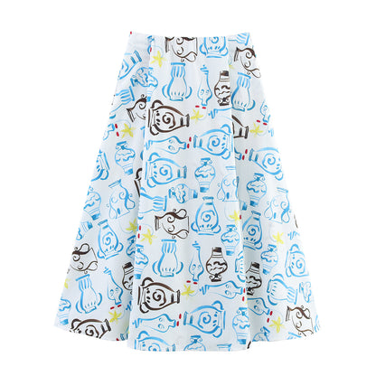 Design Sense European And American Style Flower Printing Midi Dress