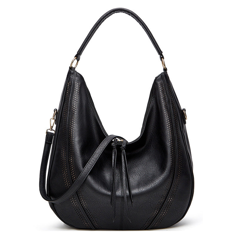 New Trend Retro Large Capacity Tote Shoulder Bag Tassel Hollow One-shoulder Casual Bag Women's Big Bag Casual Bag