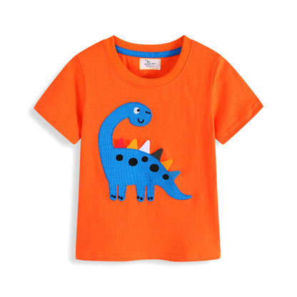Dinosaur Embroidery Pattern T-Shirt Knitted Top