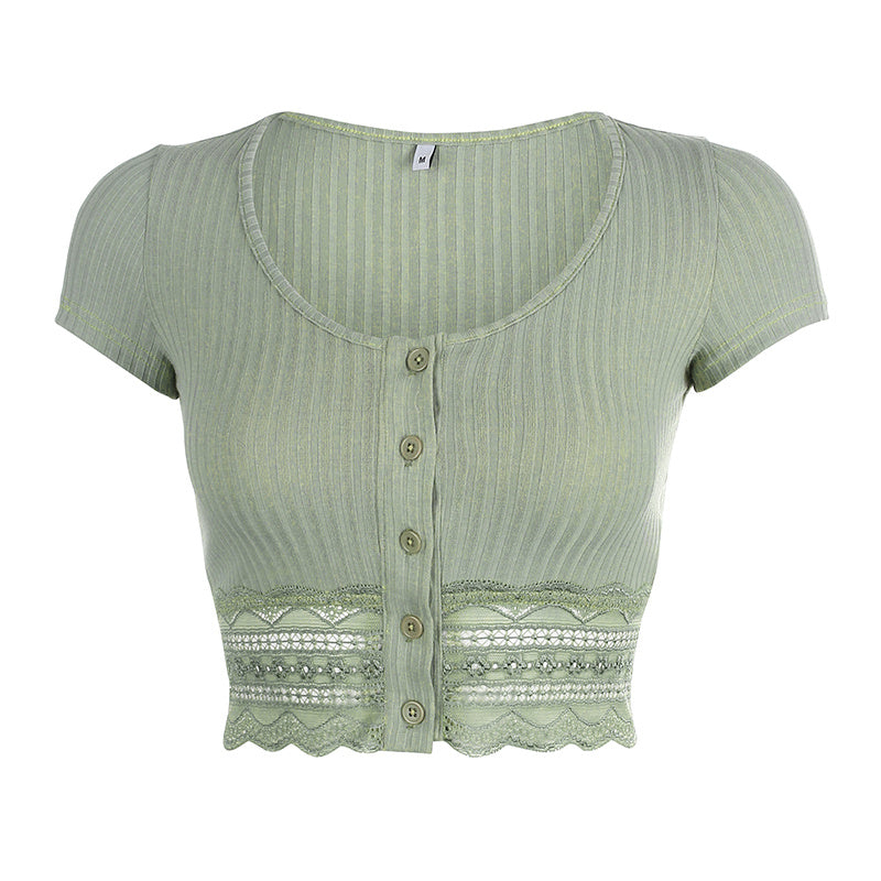 Lace hem cardigan top