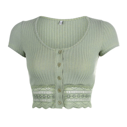 Lace hem cardigan top