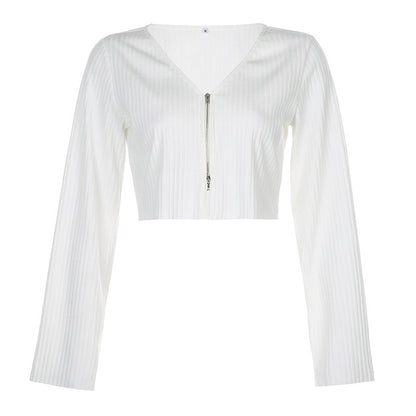 Up And Down Zipper Cardigan Design Slim Cardigan