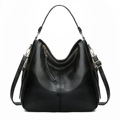 Hobos Zipper Bucket Bags With Adjustable Shoulder-strap Handbags Temperament High Capacity Messenger Shoulder Bag For Women