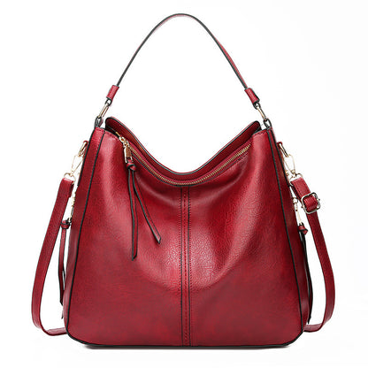 Hobos Zipper Bucket Bags With Adjustable Shoulder-strap Handbags Temperament High Capacity Messenger Shoulder Bag For Women