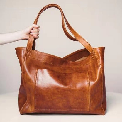 Vintage Large Capacity Handbags PU Soft Leather Big Bag Designer Luxury Women Shoulder Bag Beach On Vacation Woman Tote Bag