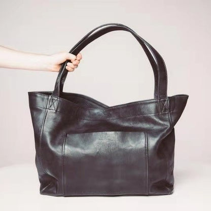 Vintage Large Capacity Handbags PU Soft Leather Big Bag Designer Luxury Women Shoulder Bag Beach On Vacation Woman Tote Bag