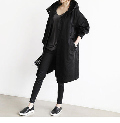 Women Windbreaker Jacket Casual Loose Button Pockets Hooded Quick Dry Windproof Waterproof Clothes For Outdoor Hiking Camping
