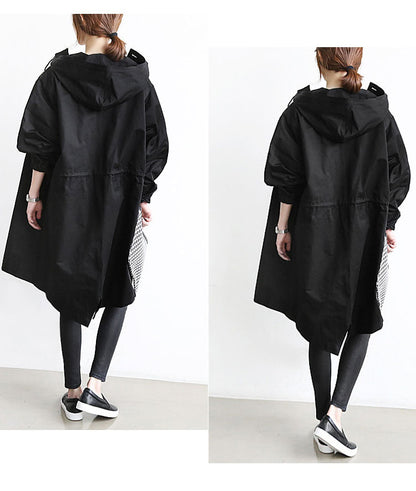 Women Windbreaker Jacket Casual Loose Button Pockets Hooded Quick Dry Windproof Waterproof Clothes For Outdoor Hiking Camping