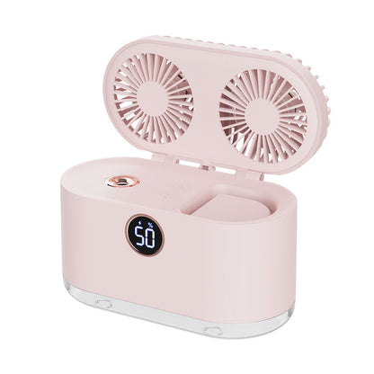 Mini Air Conditioner Fan Air Cooler USB Portable Table Top Desktop Fan Cooling with 3 Wind Speed LED Light for Home Office