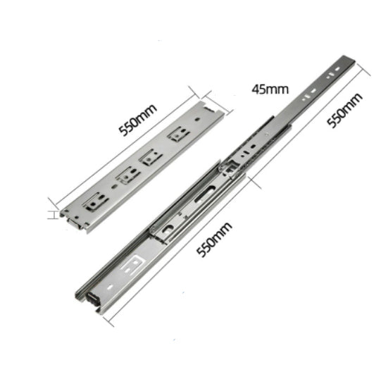 45 Wide Three Section Steel Extended Drawer Ball Slide