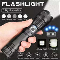 High Power 12000000 Lumen Ultra Bright Aluminum Flashlight LED Rechargeable UK