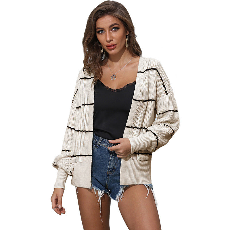 Women's short striped cardigan