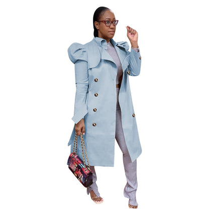 Pure Color All-match Long Trench Coat Women's Clothing