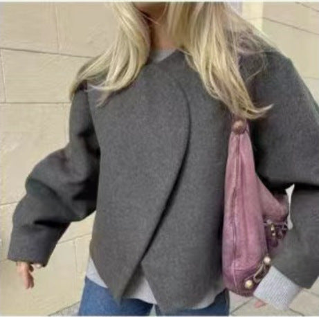 Women's White Cardigan Jacket Cardigan Design Fashion Polo Collar Plus