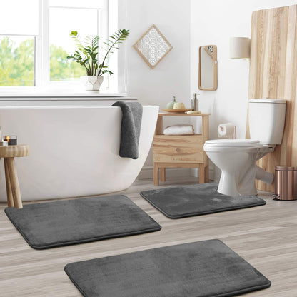 Household Toilet Seat Cover Bathroom Non-slip Mat Three-piece Microfiber Cushion Front Door Carpet