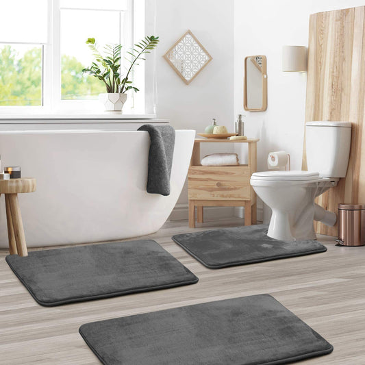 Household Toilet Seat Cover Bathroom Non-slip Mat Three-piece Microfiber Cushion Front Door Carpet