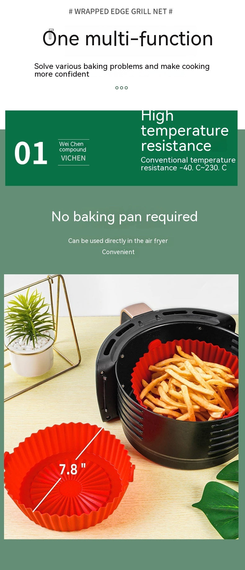 Silicone Baking Tray Air Fryer Food Grade Oil-proof Drain Oil Collecting Pad Baking At Home Cake Stand High Temperature Resistant Spacer