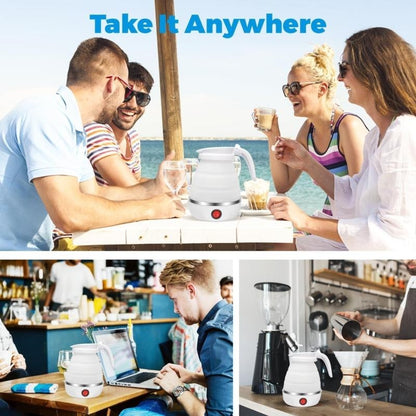 1pcs 600ML Collapsible Travel Electric Water Kettle Folding Camping Caravan Silicone