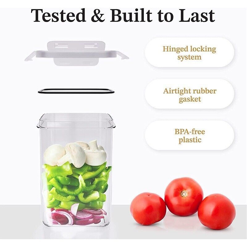 24 Piece Airtight Food Storage Container Sets Pantry & Kitchen Snap On Lids