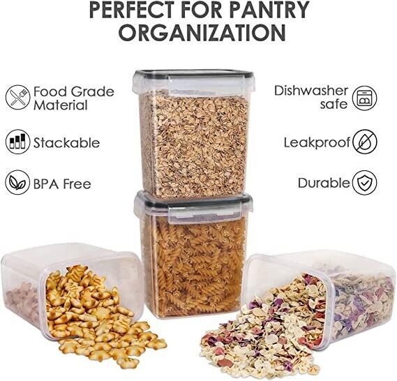 24 Piece Airtight Food Storage Container Sets Pantry & Kitchen Snap On Lids
