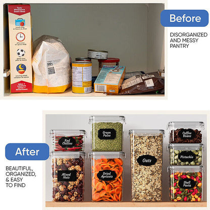 24 Piece Airtight Food Storage Container Sets Pantry & Kitchen Snap On Lids