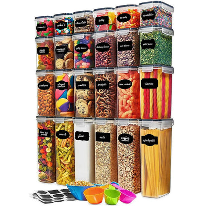 24 Piece Airtight Food Storage Container Sets Pantry & Kitchen Snap On Lids