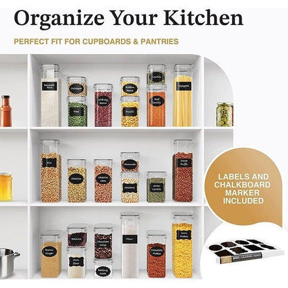 24 Piece Airtight Food Storage Container Sets Pantry & Kitchen Snap On Lids