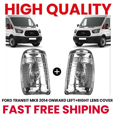 FOR FORD TRANSIT MK8 WING MIRROR INDICATOR LENS COVER LEFT   RIGHT SET 2014 ONWA