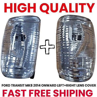 FOR FORD TRANSIT MK8 WING MIRROR INDICATOR LENS COVER LEFT   RIGHT SET 2014 ONWA