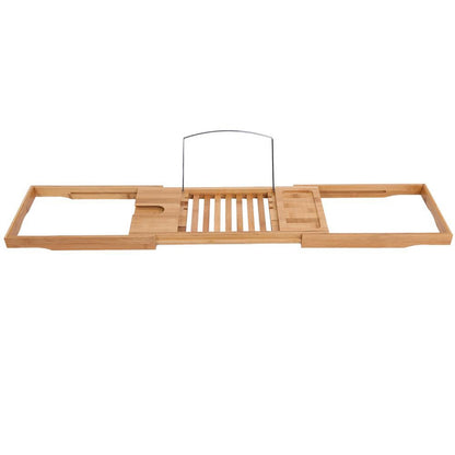 1Pc Extendable Bamboo Bathtub Rack Shelf Bathroom Shower Tub Book Reading Tray Stand