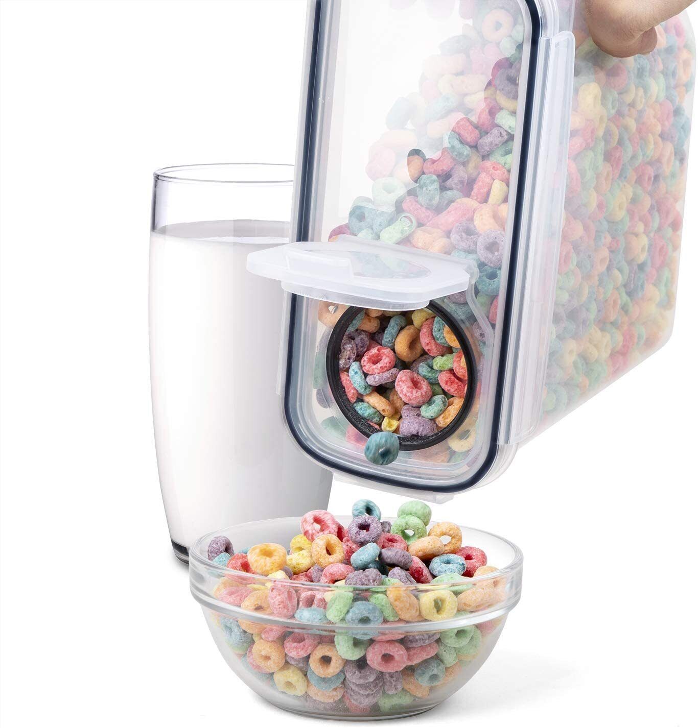 SET OF 4 AIR TIGHT STORAGE CONTAINERS CEREAL FOOD DRY KITCHEN PATRY DISPENSER