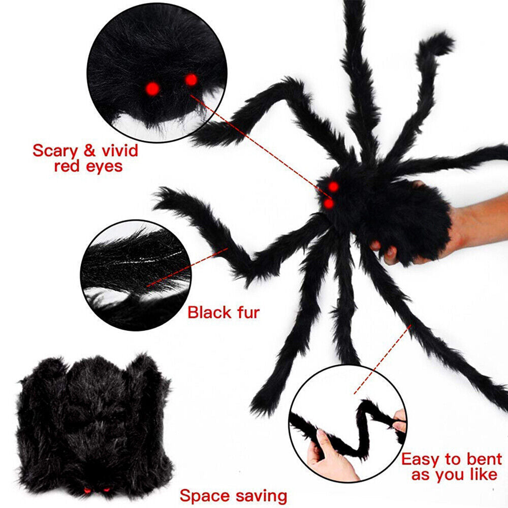 Giant Spider Web Halloween Decoration 5m With 20pcs Spiders And Large Spider