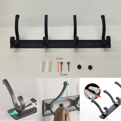 Hooks Aluminum Coat Clothes Door 4-6 Holder Rack Key Hooks Wall Mounted Hanger