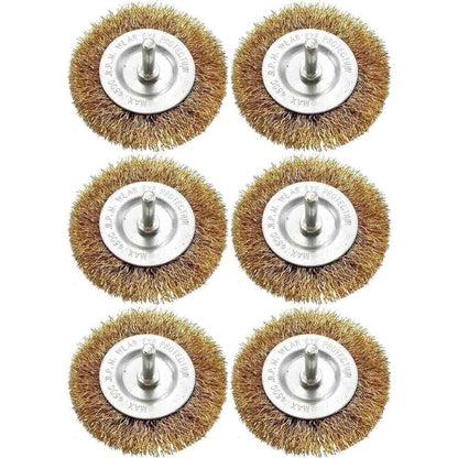 6Pcs 4 Flat Wire Wheel Drill Rotary Brush Paint Rust Removal 1-4 Shank UK